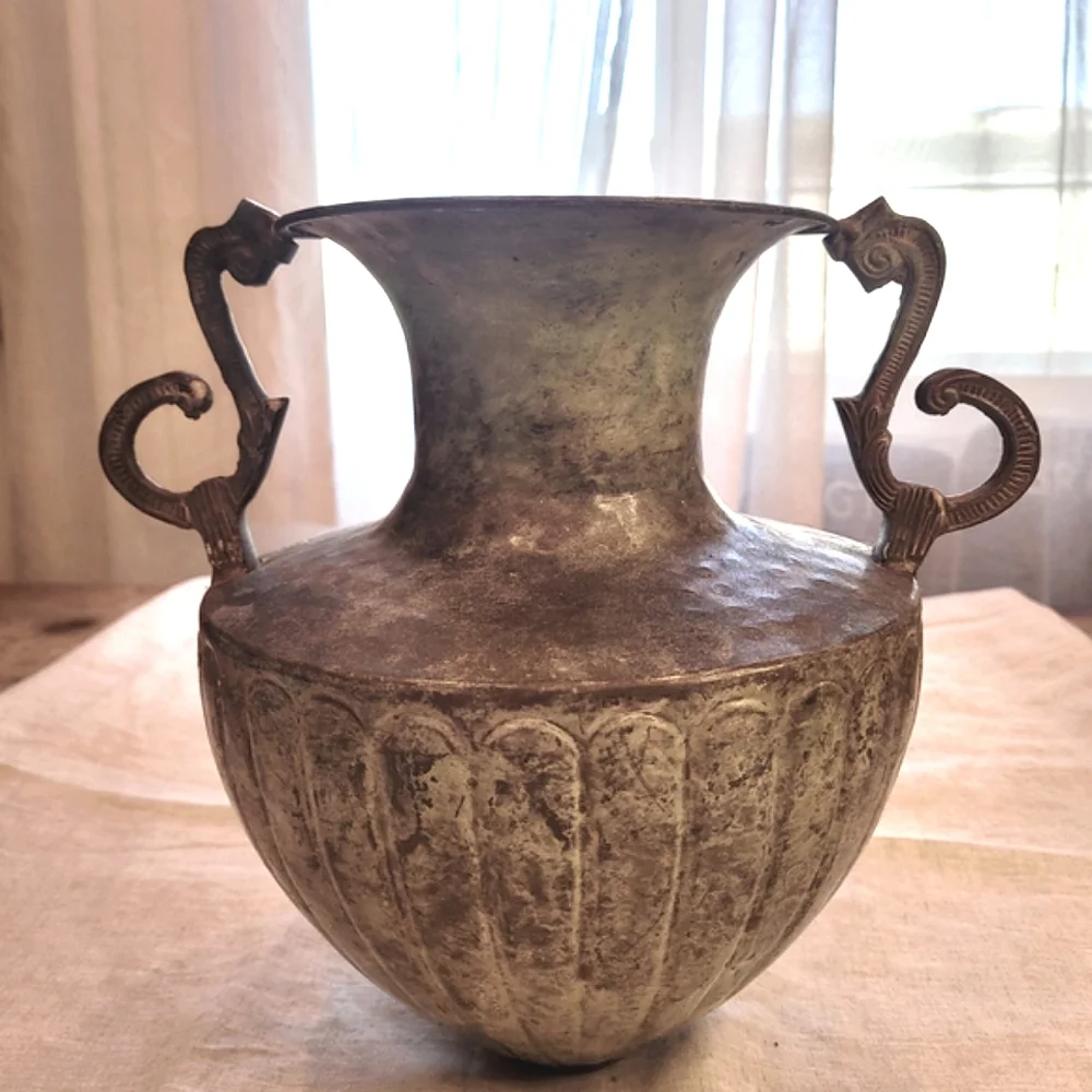 Restoration Hardware Ornate Brass Neoclassical Vase